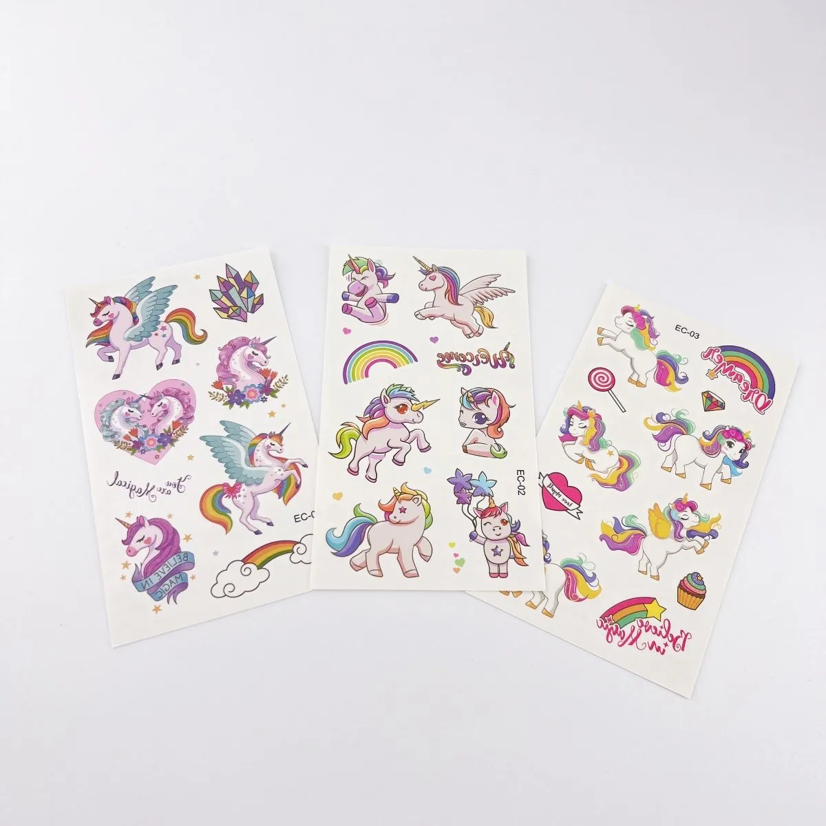 10 Sheets Cartoon Tattoos for Kids Party Supplies Unicorn Temporary Tattoos