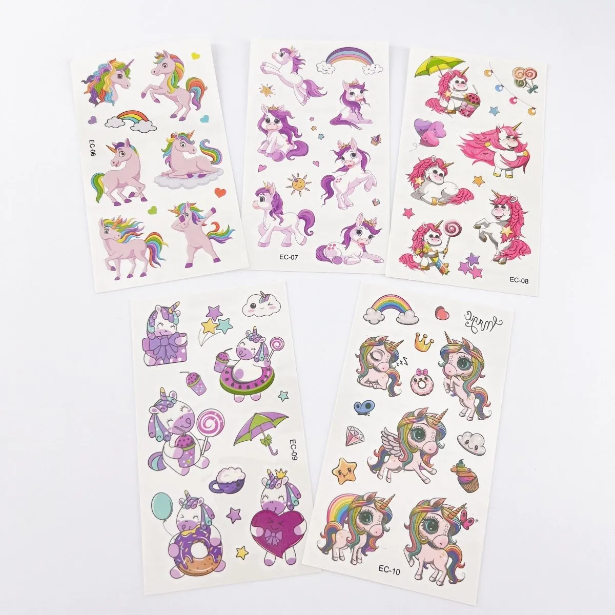 10 Sheets Cartoon Tattoos for Kids Party Supplies Unicorn Temporary Tattoos