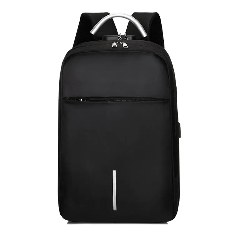 16 inch Men Password Lock Backpack Business Casual Anti-Theft Computer Bag With External USB Port(Black)