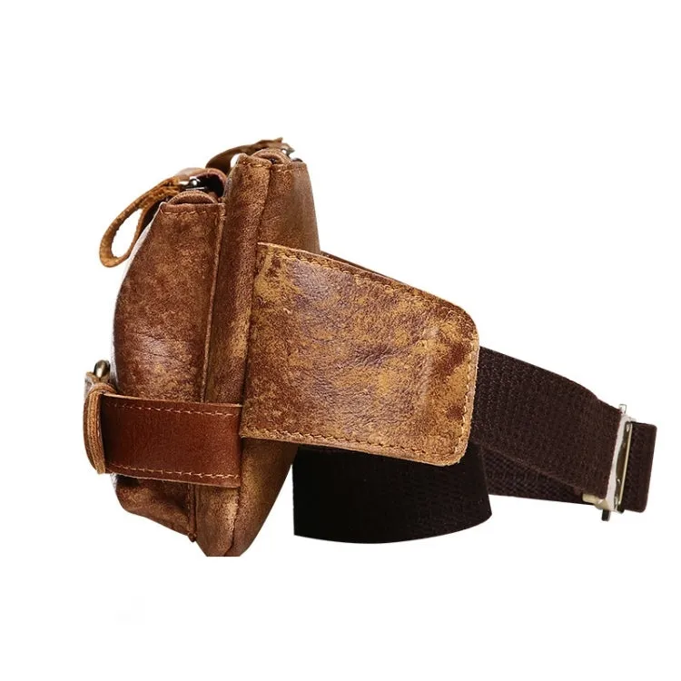 8135 Men Outdoor Sports Multifunctional Cowhide Leather Waist Bag(Matte Brown)