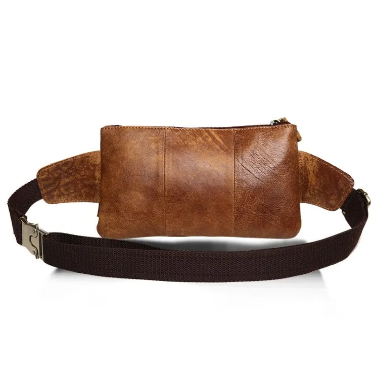 8135 Men Outdoor Sports Multifunctional Cowhide Leather Waist Bag(Matte Brown)