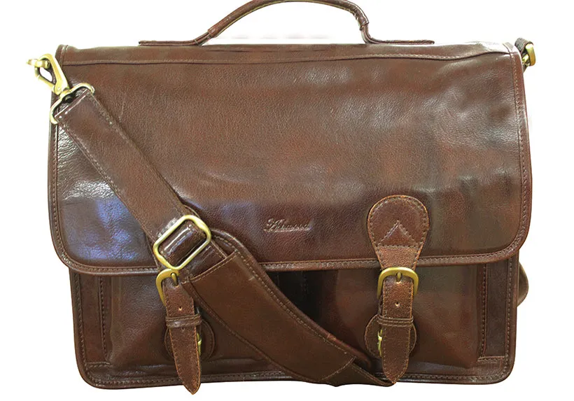 Ashwood Cognac Leather Satchel Briefcase