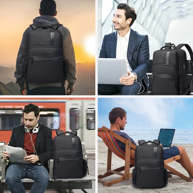 Bange BG-2603 Men Letter Leather Stitching Waterproof Backpack with USB Port, Size: 46 x 33 x 19cm(Black)