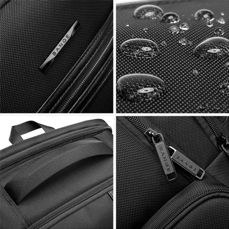 Bange BG-2603 Men Letter Leather Stitching Waterproof Backpack with USB Port, Size: 46 x 33 x 19cm(Black)