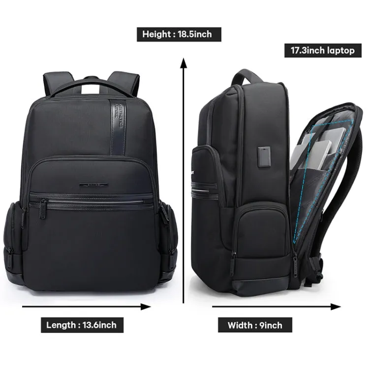 Bange BG-2603 Men Letter Leather Stitching Waterproof Backpack with USB Port, Size: 46 x 33 x 19cm(Black)