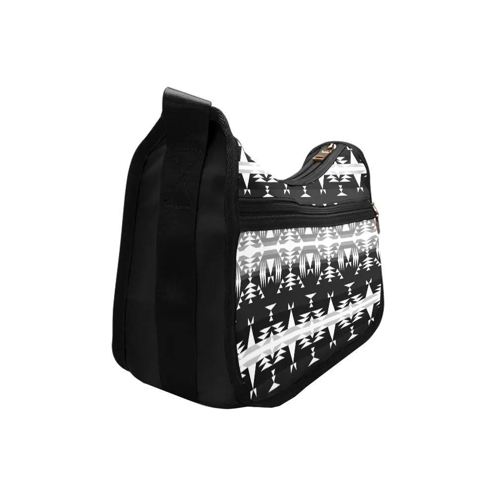 Between the Mountains Black and White Crossbody Bags