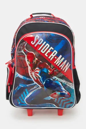 Boys Black And Red Spider-Man Trolley Bag (18 Inch)