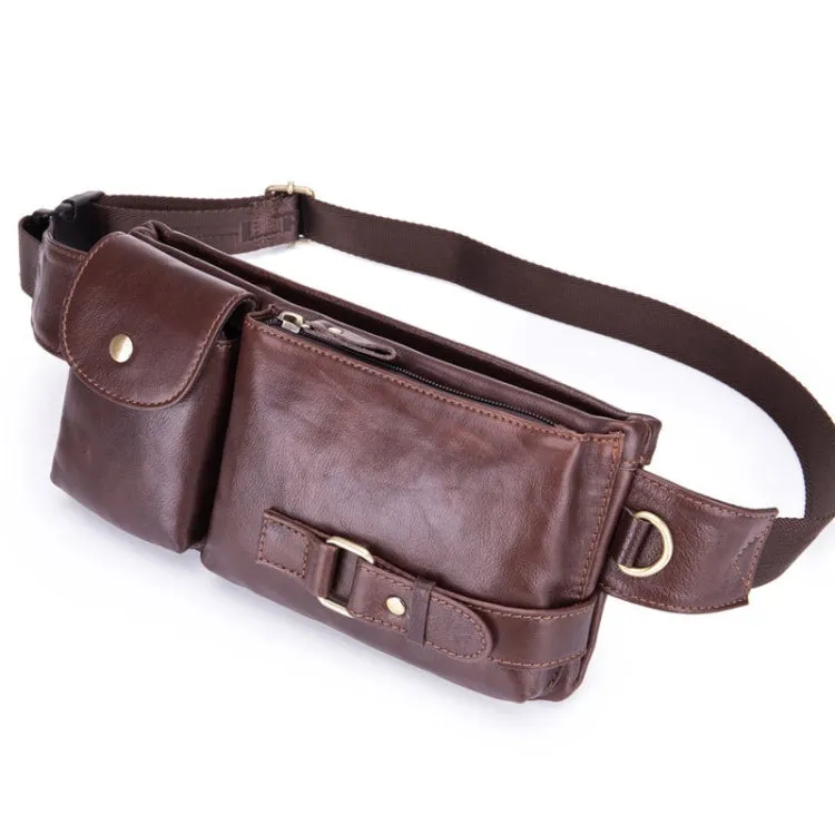 BULL CAPTAIN 020 Men Small Mobile Phone Waist Bag Crossbody Multi-Function Chest Bag(Brown)