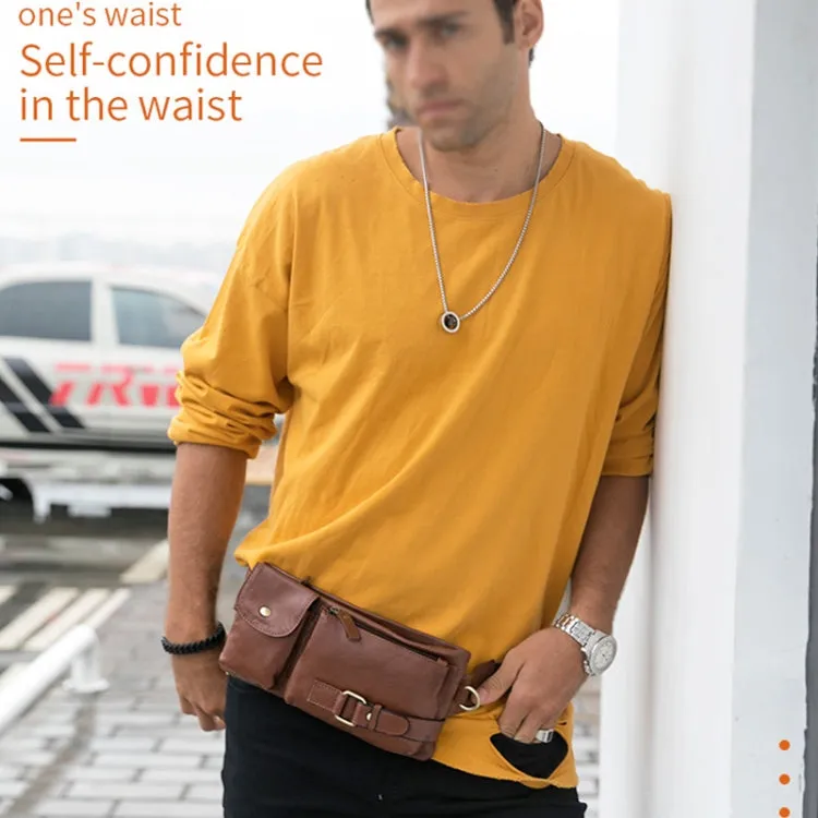 BULL CAPTAIN 020 Men Small Mobile Phone Waist Bag Crossbody Multi-Function Chest Bag(Brown)