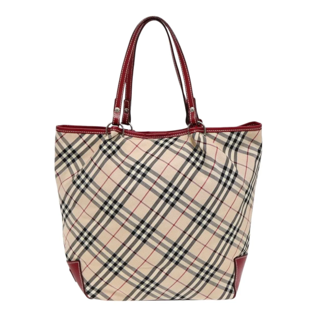 BURBERRY Nova Check Blue Label Tote Bag Canvas Beige Red  ti1998