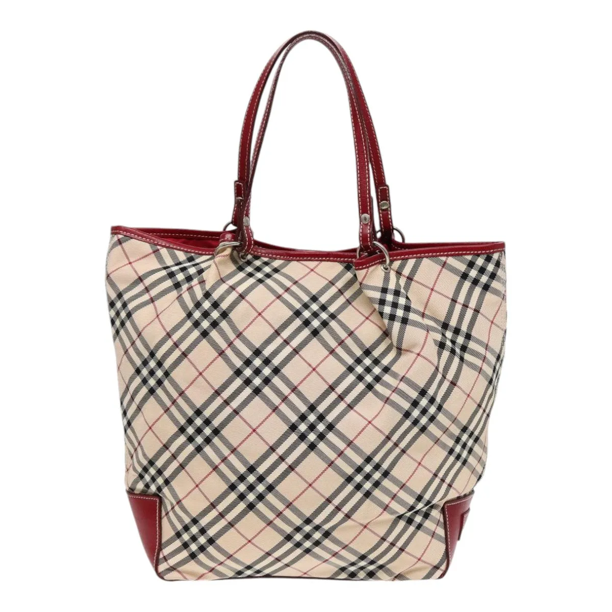 BURBERRY Nova Check Blue Label Tote Bag Canvas Beige Red  ti1998