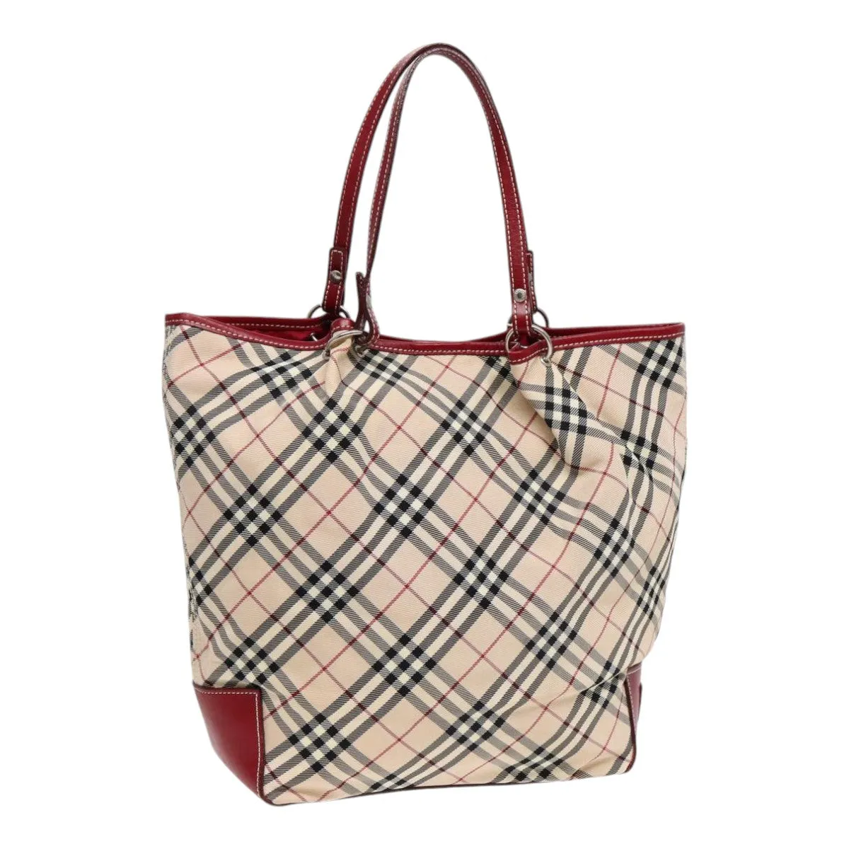 BURBERRY Nova Check Blue Label Tote Bag Canvas Beige Red  ti1998