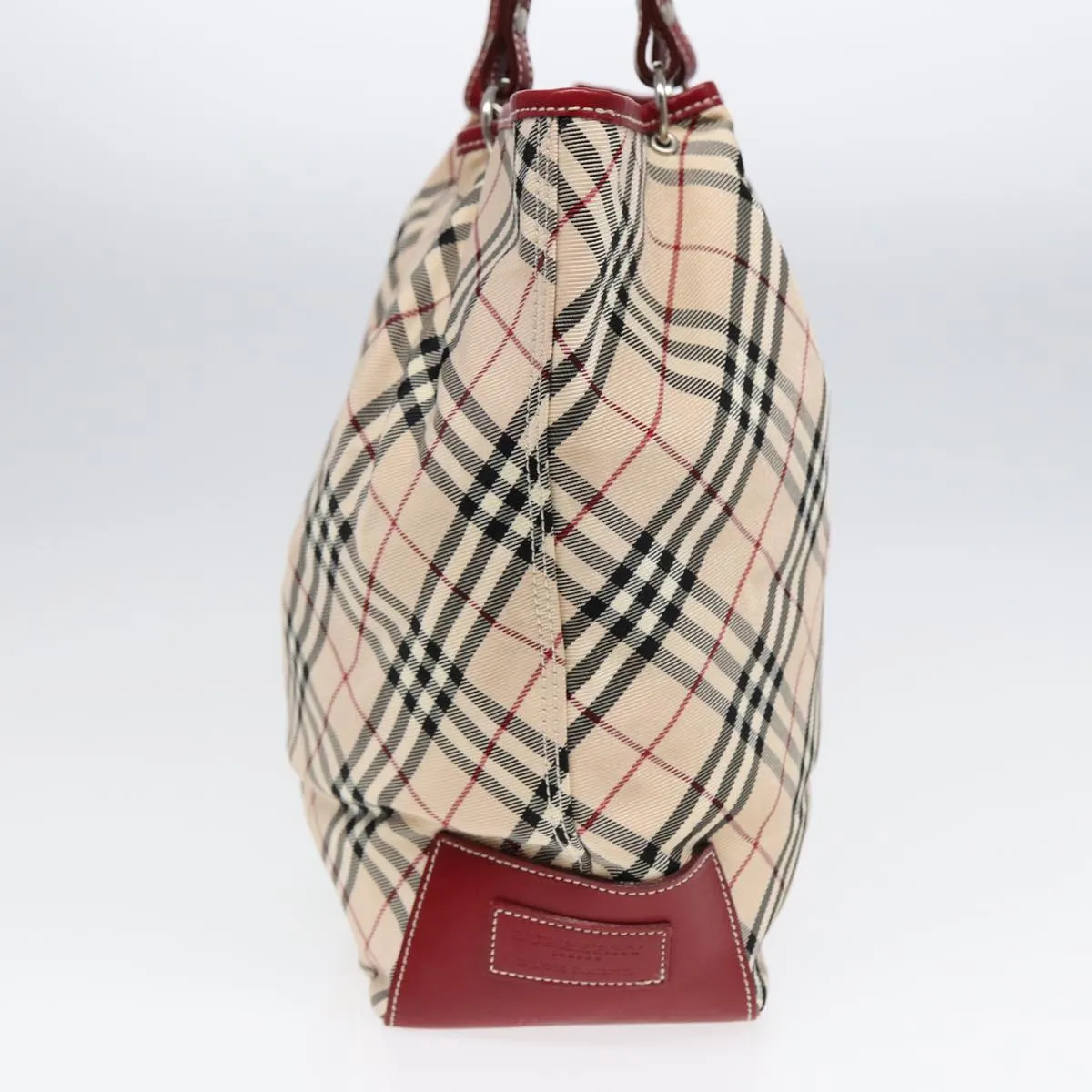 BURBERRY Nova Check Blue Label Tote Bag Canvas Beige Red  ti1998