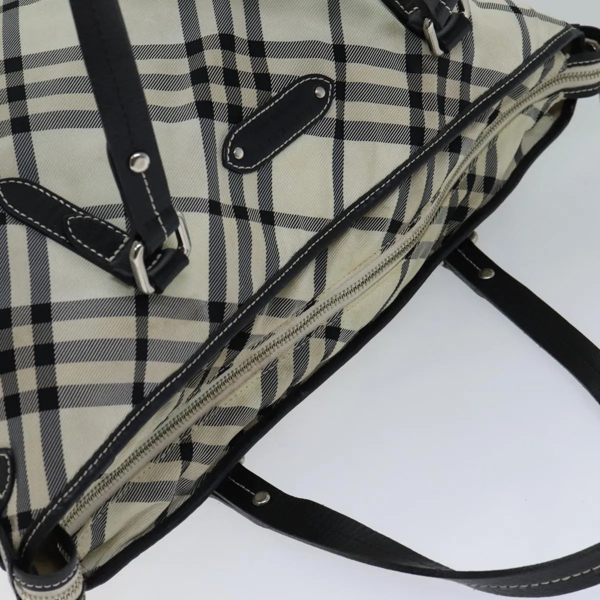 BURBERRY Nova Check Blue Label Tote Bag Nylon Beige Black  bs13861