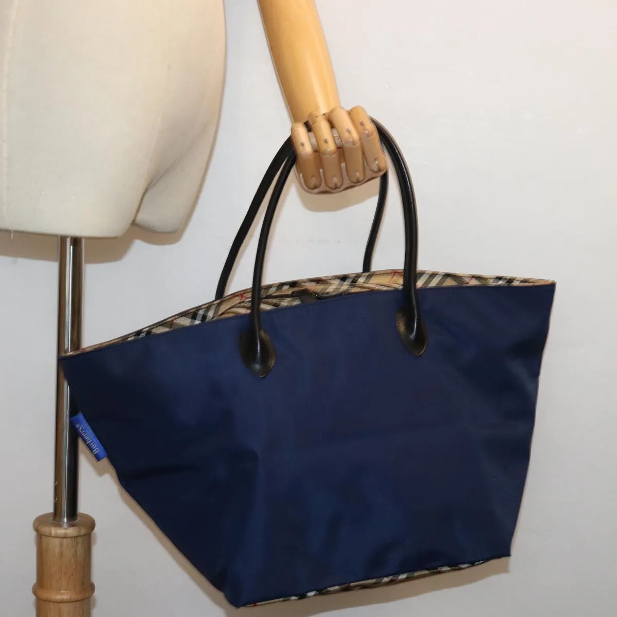 BURBERRYSs Nova Check Blue Label Tote Bag Nylon Navy  bs14253