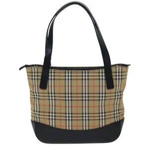 BURBERRYSs Nova Check Tote Bag Canvas Beige Black  ep4184