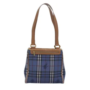 BURBERRYSs Nova Check Tote Bag PVC Leather Blue  81458