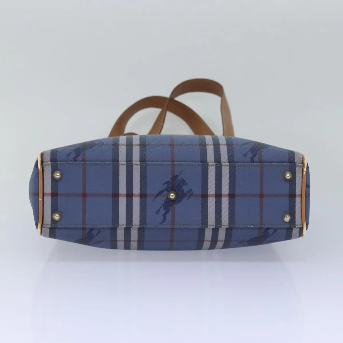 BURBERRYSs Nova Check Tote Bag PVC Leather Blue  81458