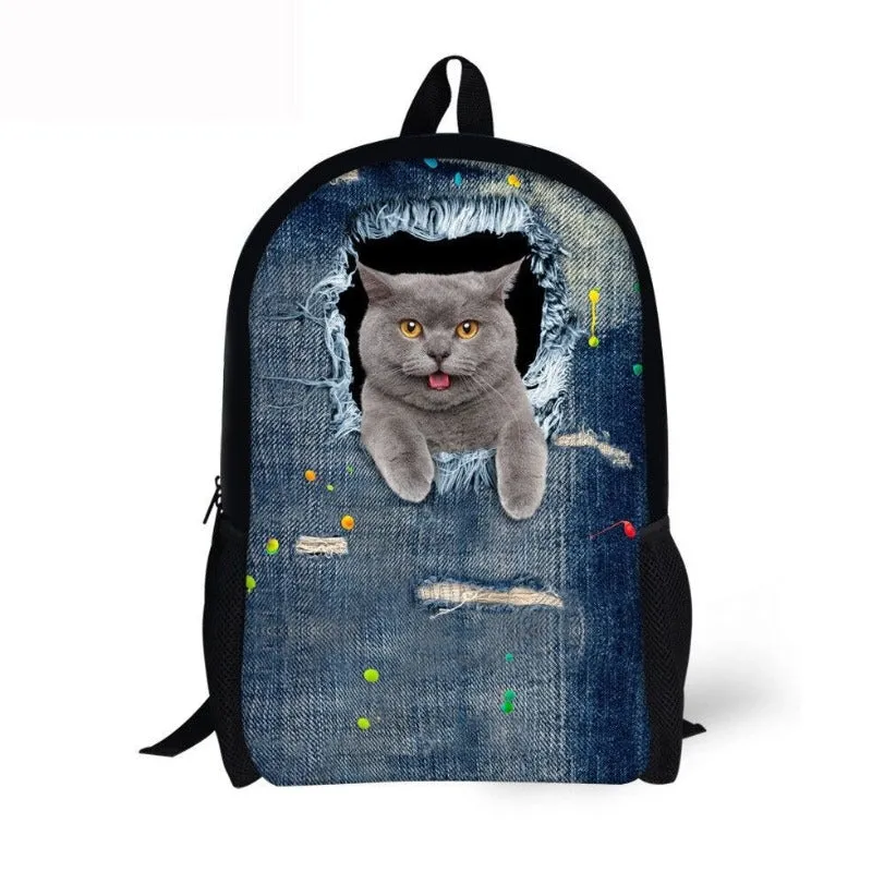 Canvas Animal Printing School Backpack For Girls