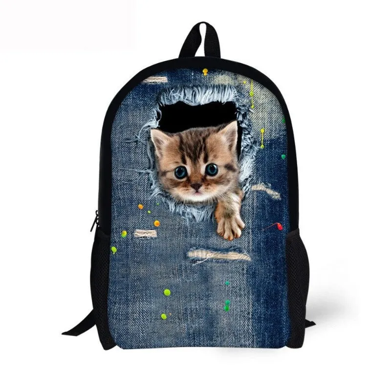 Canvas Animal Printing School Backpack For Girls