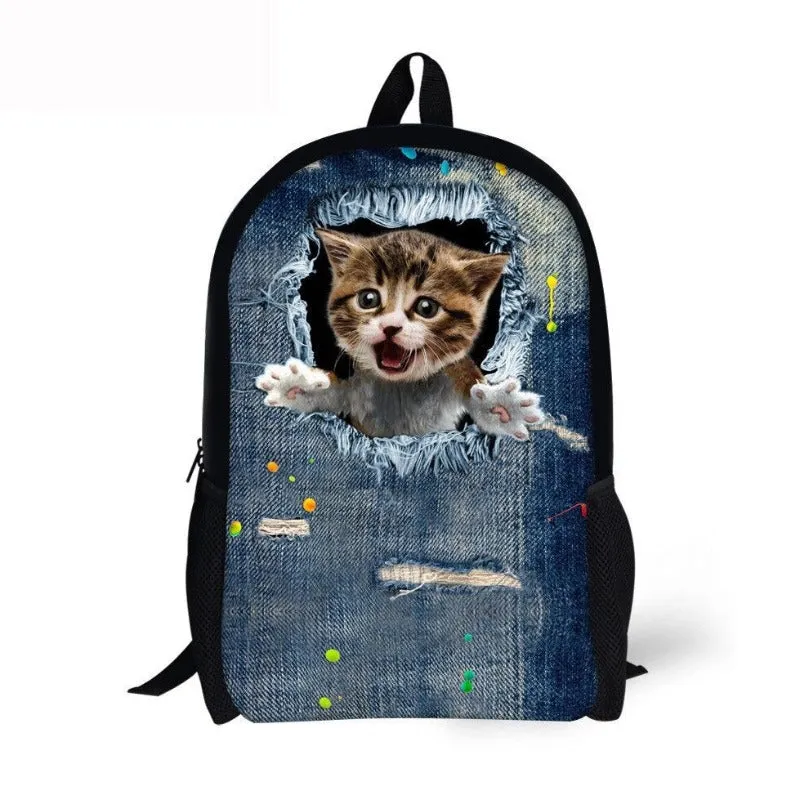 Canvas Animal Printing School Backpack For Girls