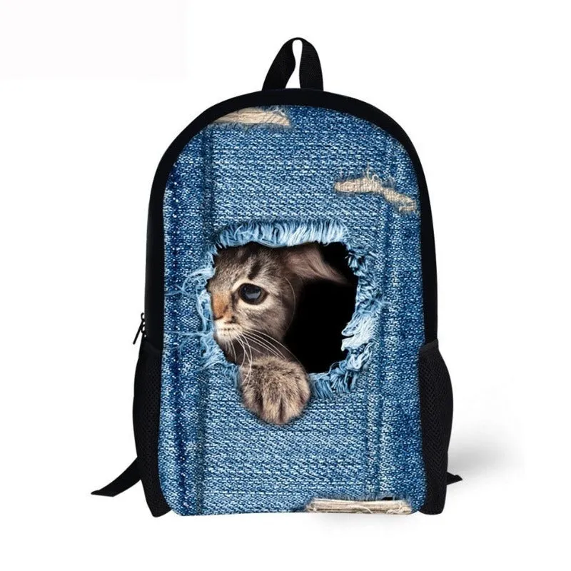 Canvas Animal Printing School Backpack For Girls