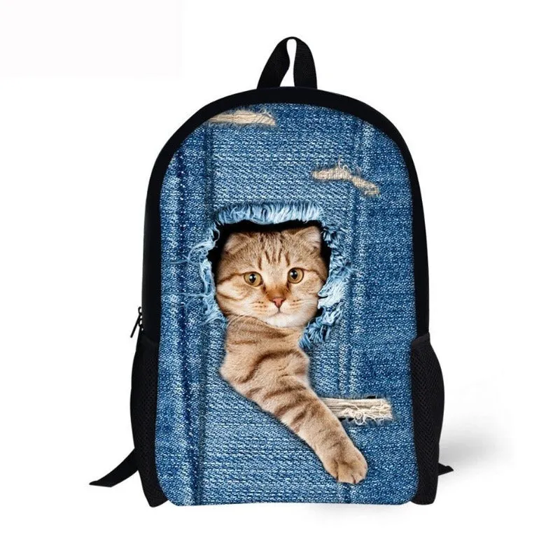 Canvas Animal Printing School Backpack For Girls