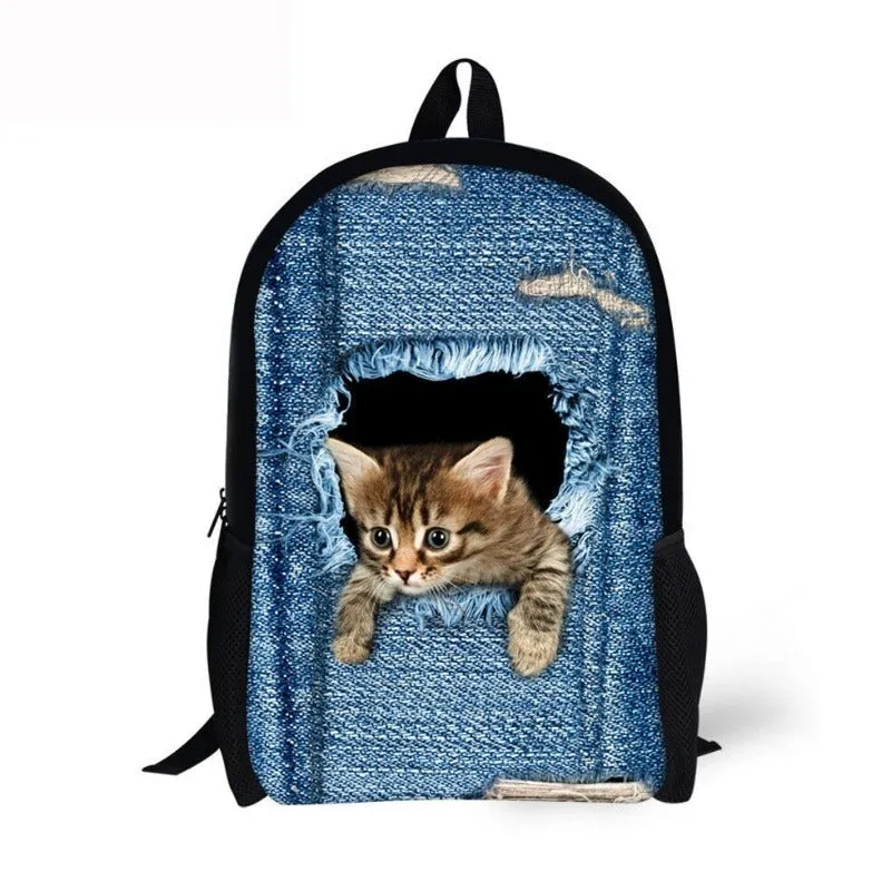 Canvas Animal Printing School Backpack For Girls