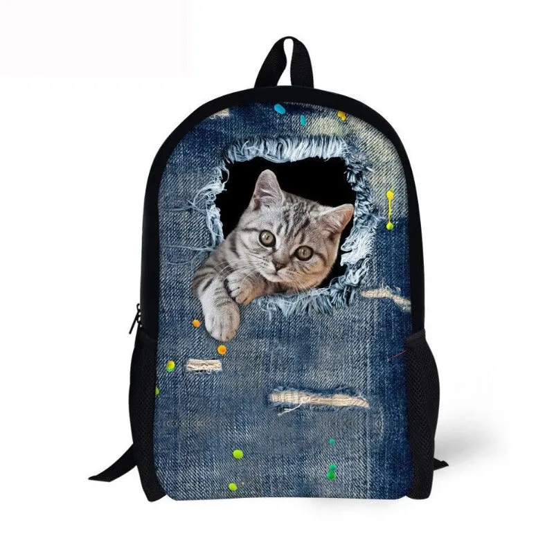 Canvas Animal Printing School Backpack For Girls