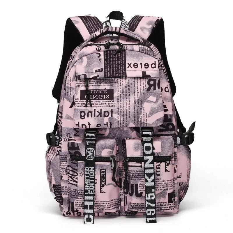 Canvas Letter Printing School Backpacks For Girls