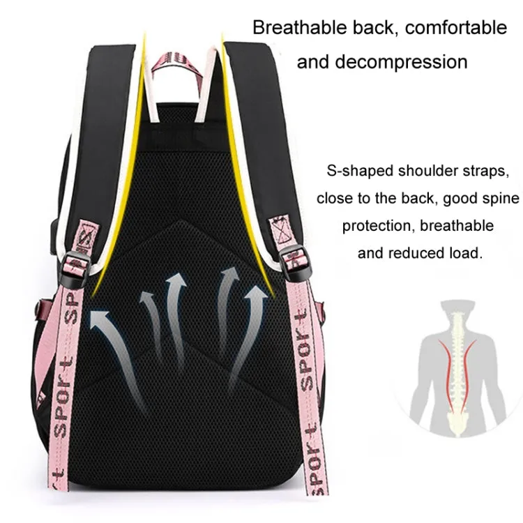 Casual Outdoor Traveling Backpack Schoolbag Simple Multi-Layer Computer Double Shoulder Bag(Black With Pink)