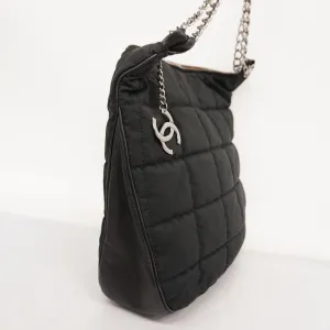 CHANEL  Chocolate Bar Chain Shoulder Women's Nylon Shoulder Bag Black