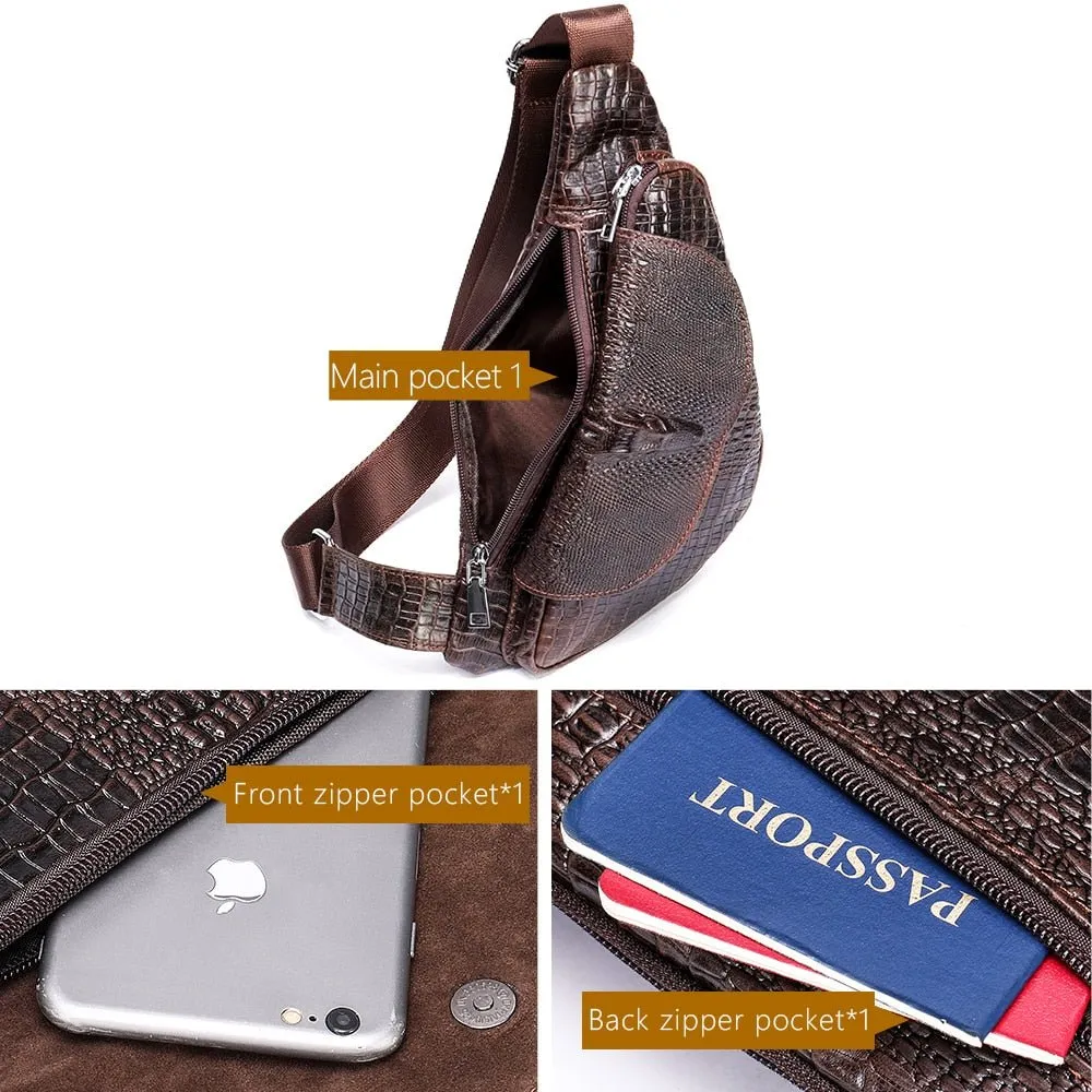 Chic CrocLeather Saddle Sling Bag