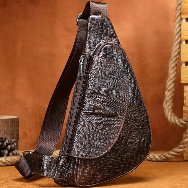 Chic CrocLeather Saddle Sling Bag