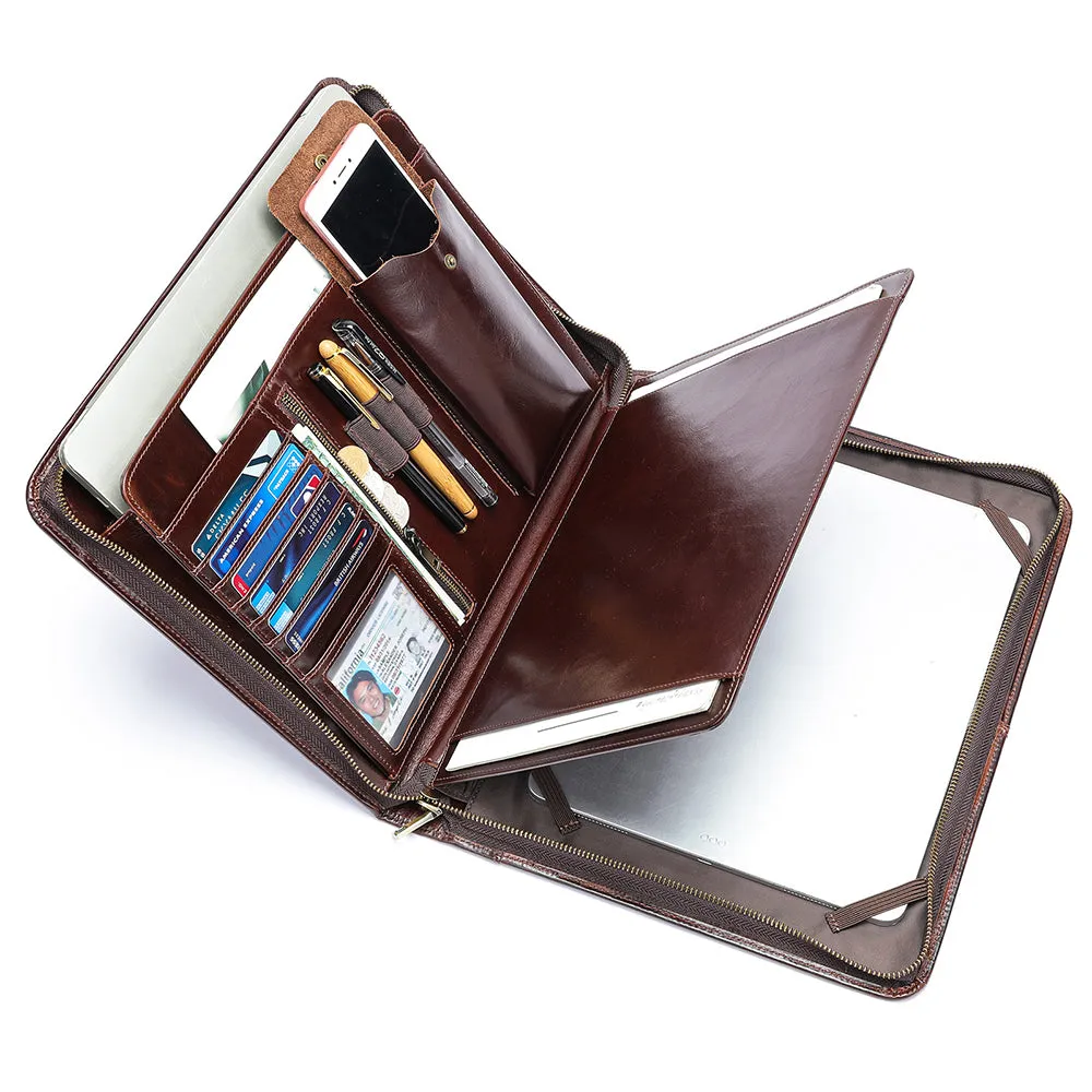 CowLuxe Stylish Leather Men's Ipad Bag