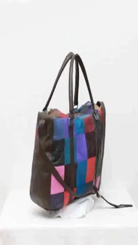 CR0020 Reworked Multicolored Patchwork Leather Bag