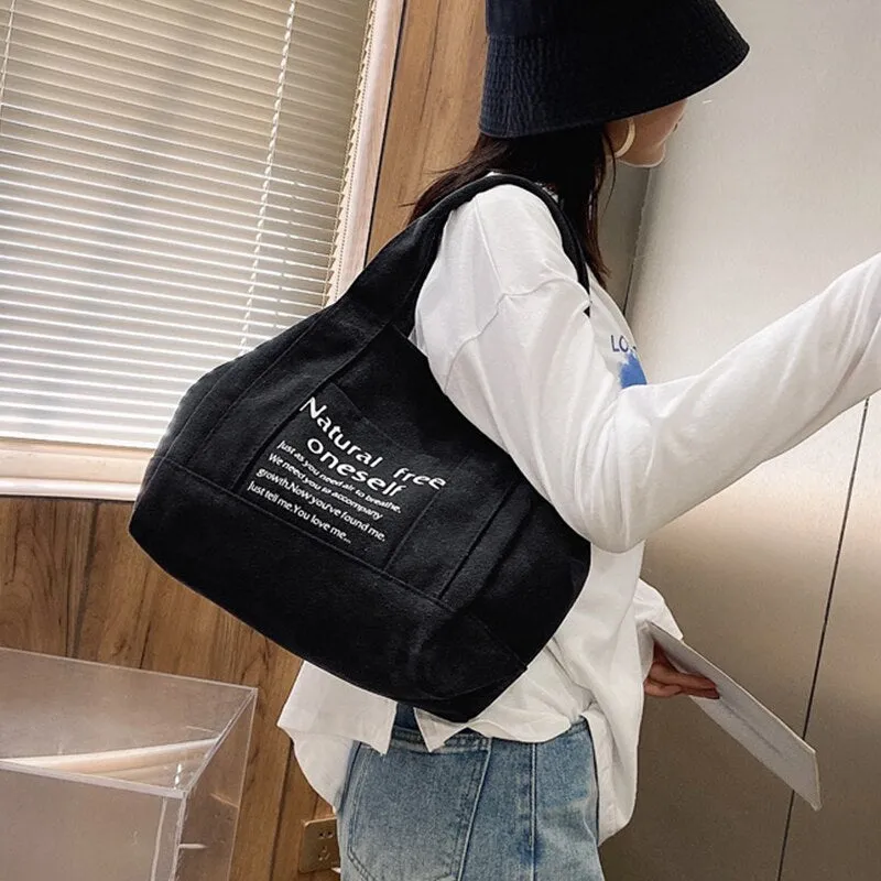 Darianrojas New Canvas Art Bag Sen Series One Shoulder Casual Fashion Fresh Letter Hand Bag Female Shoulder Bag