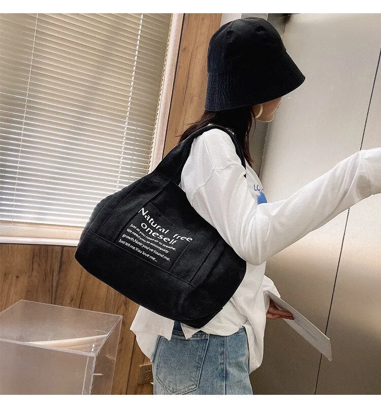 Darianrojas New Canvas Art Bag Sen Series One Shoulder Casual Fashion Fresh Letter Hand Bag Female Shoulder Bag