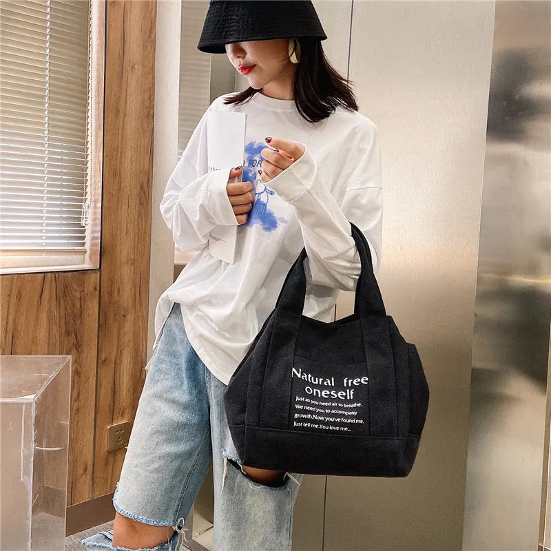 Darianrojas New Canvas Art Bag Sen Series One Shoulder Casual Fashion Fresh Letter Hand Bag Female Shoulder Bag