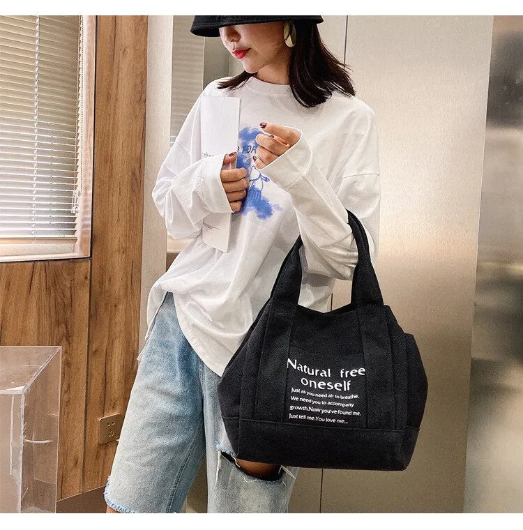 Darianrojas New Canvas Art Bag Sen Series One Shoulder Casual Fashion Fresh Letter Hand Bag Female Shoulder Bag