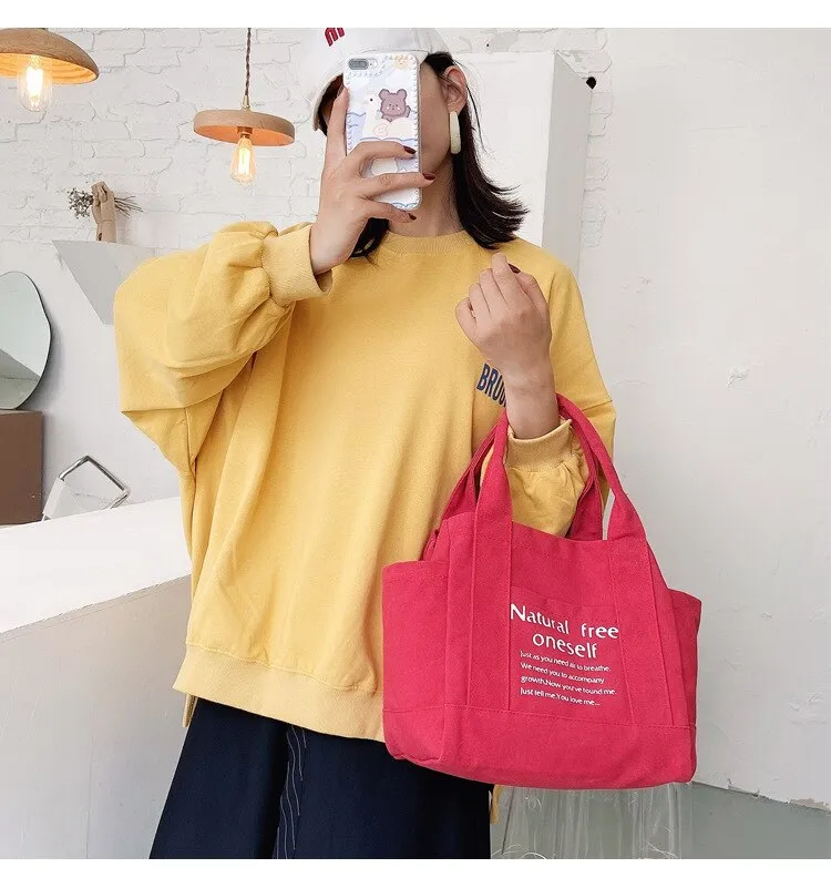 Darianrojas New Canvas Art Bag Sen Series One Shoulder Casual Fashion Fresh Letter Hand Bag Female Shoulder Bag