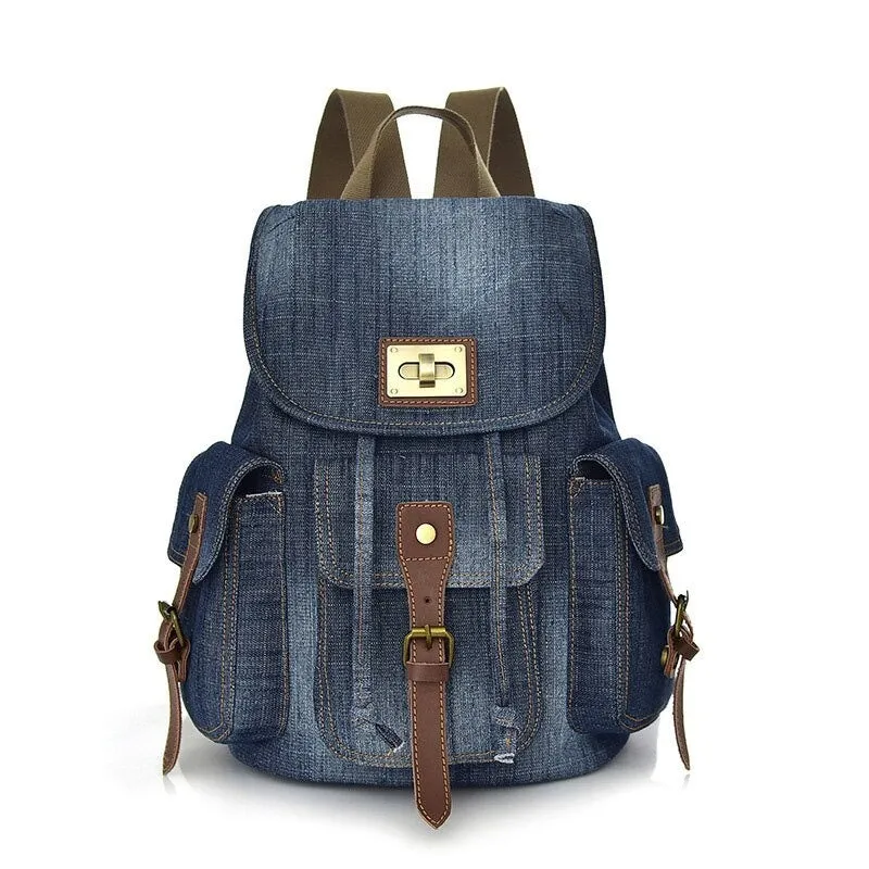 Denim Women Retro Teenage Laptop Backpack