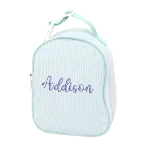 Embroidered Monogram Kids Seersucker Lunch Bag