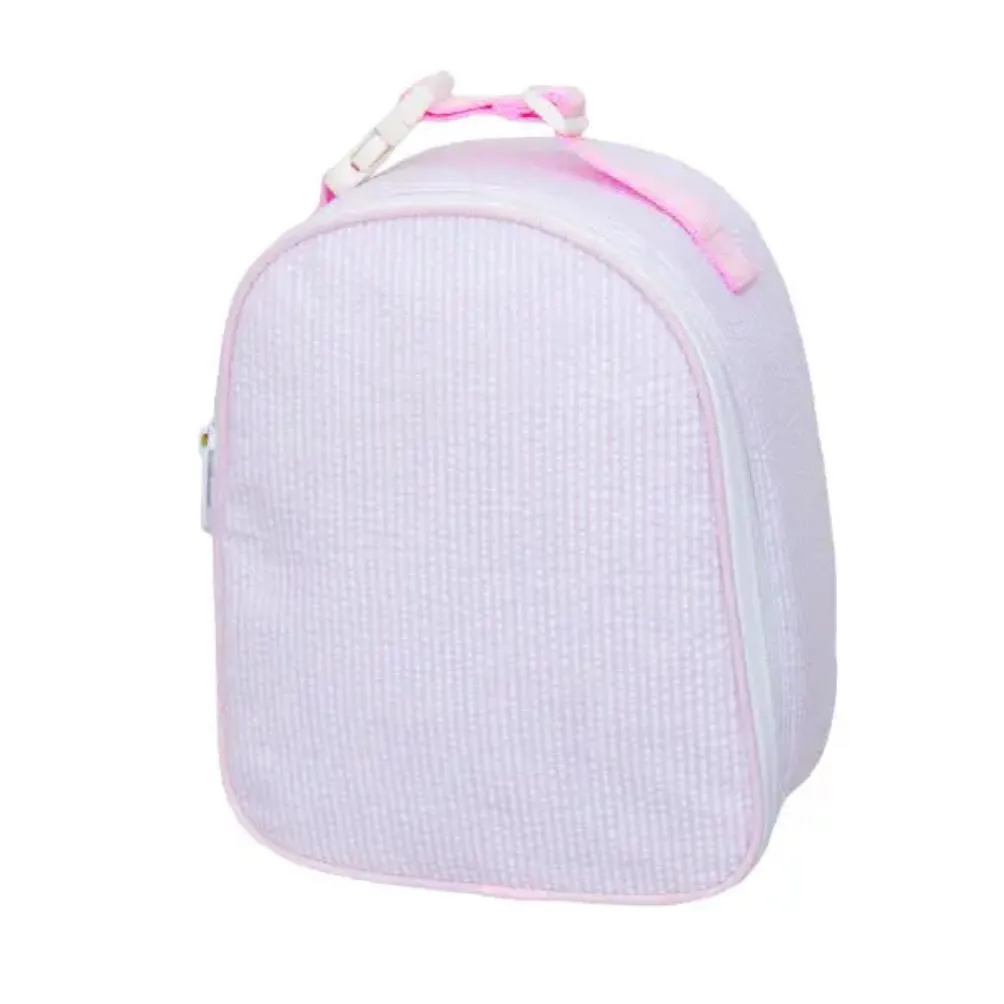 Embroidered Monogram Kids Seersucker Lunch Bag