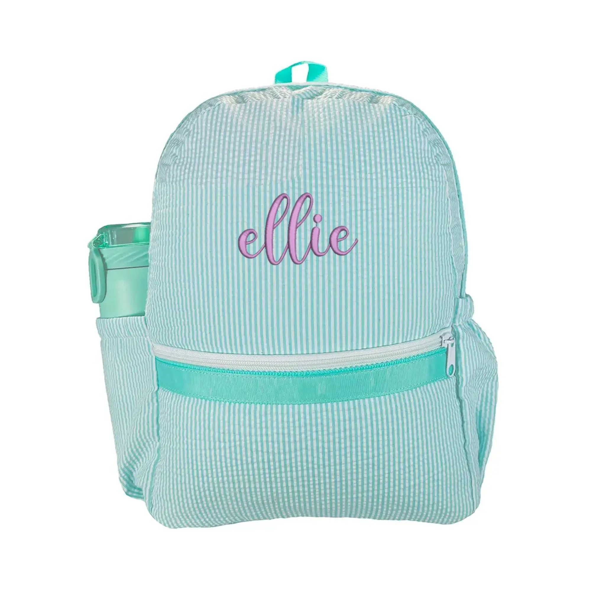 Embroidered Monogram Kids Seersucker Lunch Bag