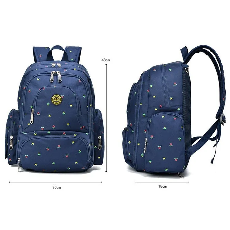 Fashion Travel Multifunctional Mother Shoulder Bag Maternity Mummy Nappy Backpack, Size: 18*30*43cm (Dark Blue Flower)