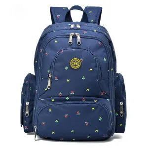 Fashion Travel Multifunctional Mother Shoulder Bag Maternity Mummy Nappy Backpack, Size: 18*30*43cm (Dark Blue Flower)