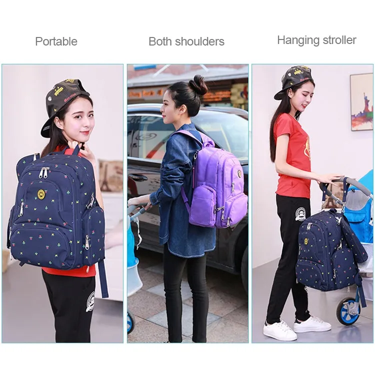 Fashion Travel Multifunctional Mother Shoulder Bag Maternity Mummy Nappy Backpack, Size: 18*30*43cm (Dark Blue Flower)