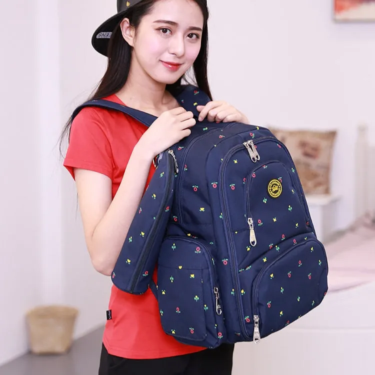 Fashion Travel Multifunctional Mother Shoulder Bag Maternity Mummy Nappy Backpack, Size: 18*30*43cm (Dark Blue Flower)