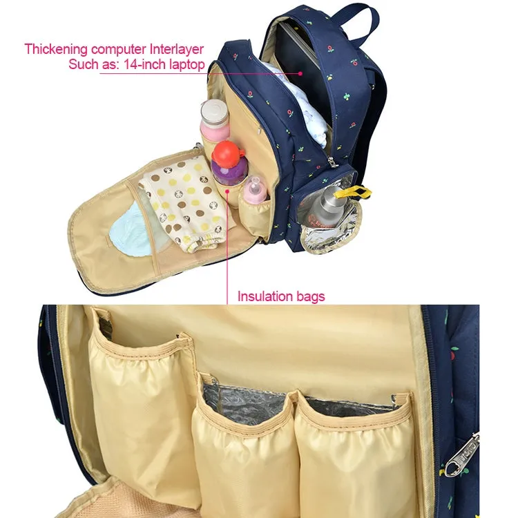 Fashion Travel Multifunctional Mother Shoulder Bag Maternity Mummy Nappy Backpack, Size: 18*30*43cm (Dark Blue Flower)